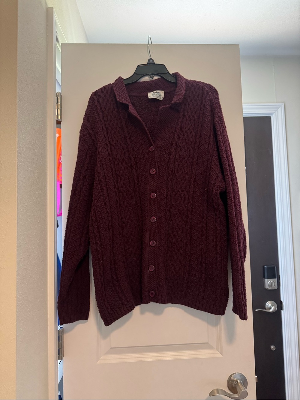 Northern Reflections Women's Cable Knit Button-Front Cardigan - Burgundy